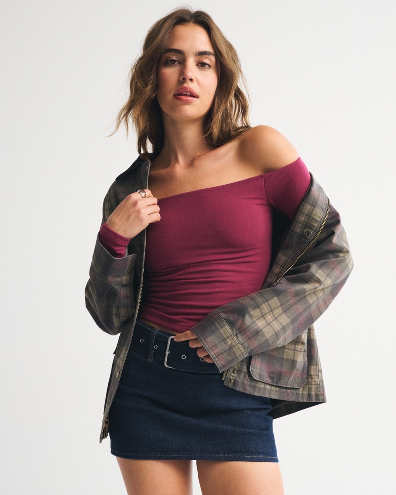 Bra-Free Off-The-Shoulder Long-Sleeve Top