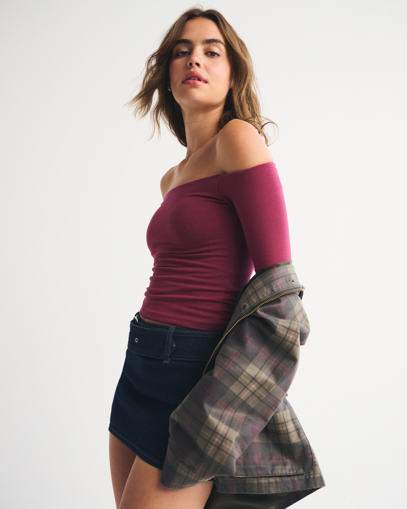 Bra-Free Off-The-Shoulder Long-Sleeve Top