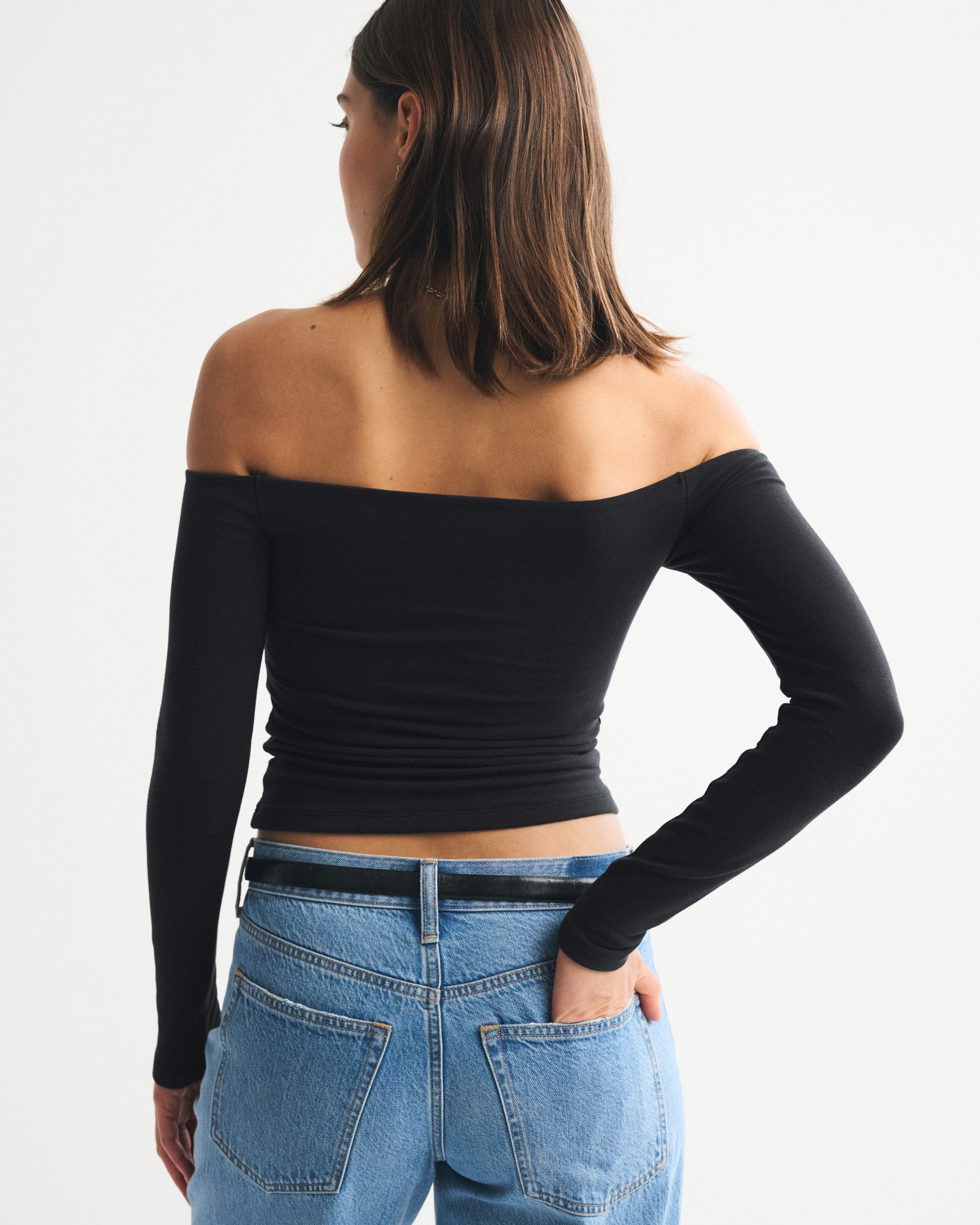 Bra-Free Off-The-Shoulder Long-Sleeve Top