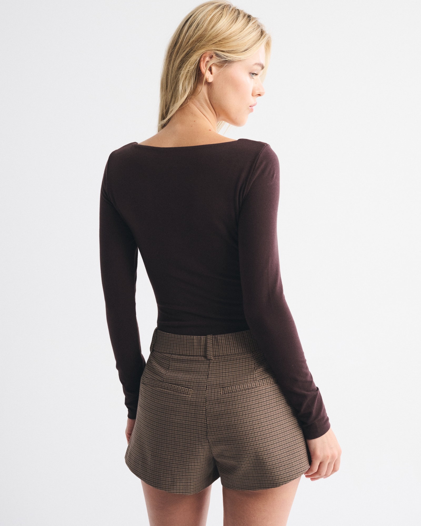 Bra-Free Cotton-Blend Seamless Fabric Deep-V Bodysuit