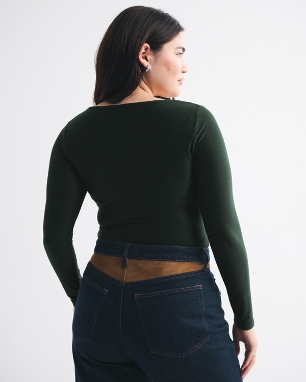 Soft Matte Seamless Long-Sleeve Sweetheart Bodysuit