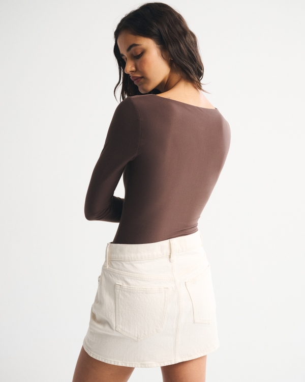 Soft Matte Seamless Long-Sleeve Sweetheart Bodysuit