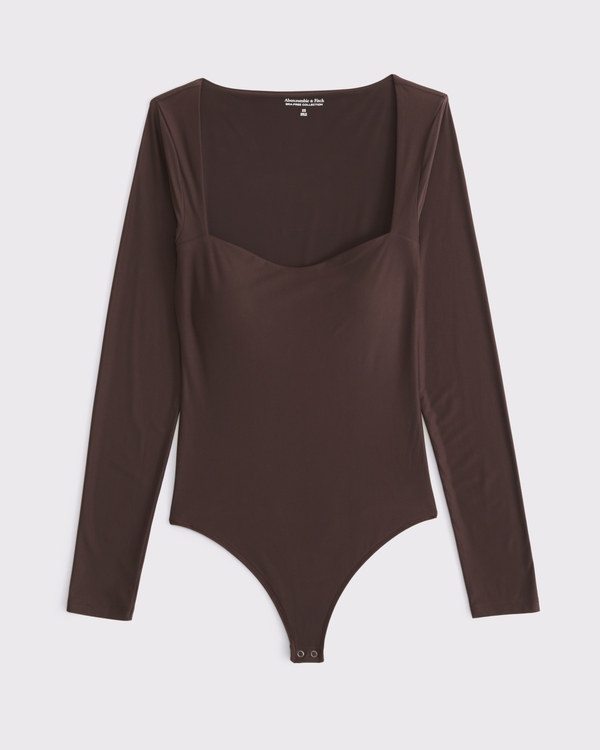Soft Matte Seamless Long-Sleeve Sweetheart Bodysuit