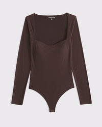 Body de manga larga sin costuras con escote corazón y de tejido mate suave