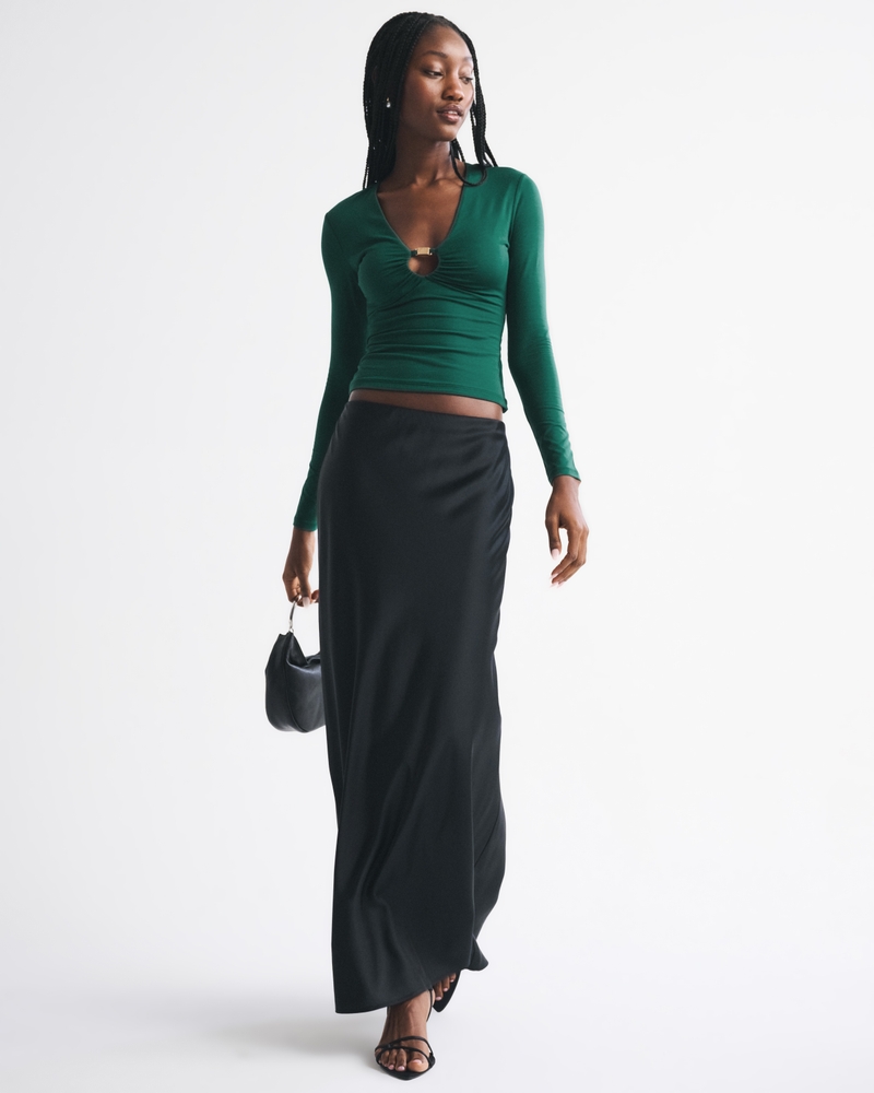 Bra-Free Hardware Long-Sleeve Top