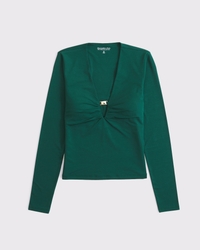 Bra-Free Hardware Long-Sleeve Top