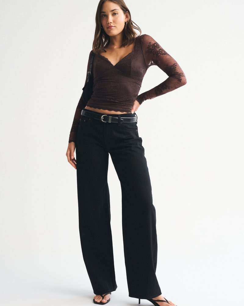 A&F Zoe Bra-Free Long-Sleeve Lace Top