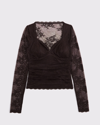 A&F Zoe Bra-Free Long-Sleeve Lace Top