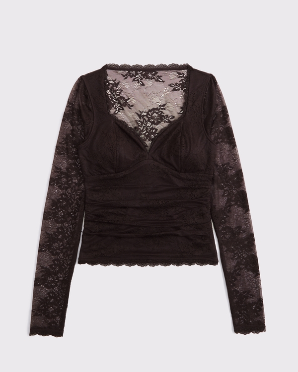 A&F Zoe Bra-Free Long-Sleeve Lace Top