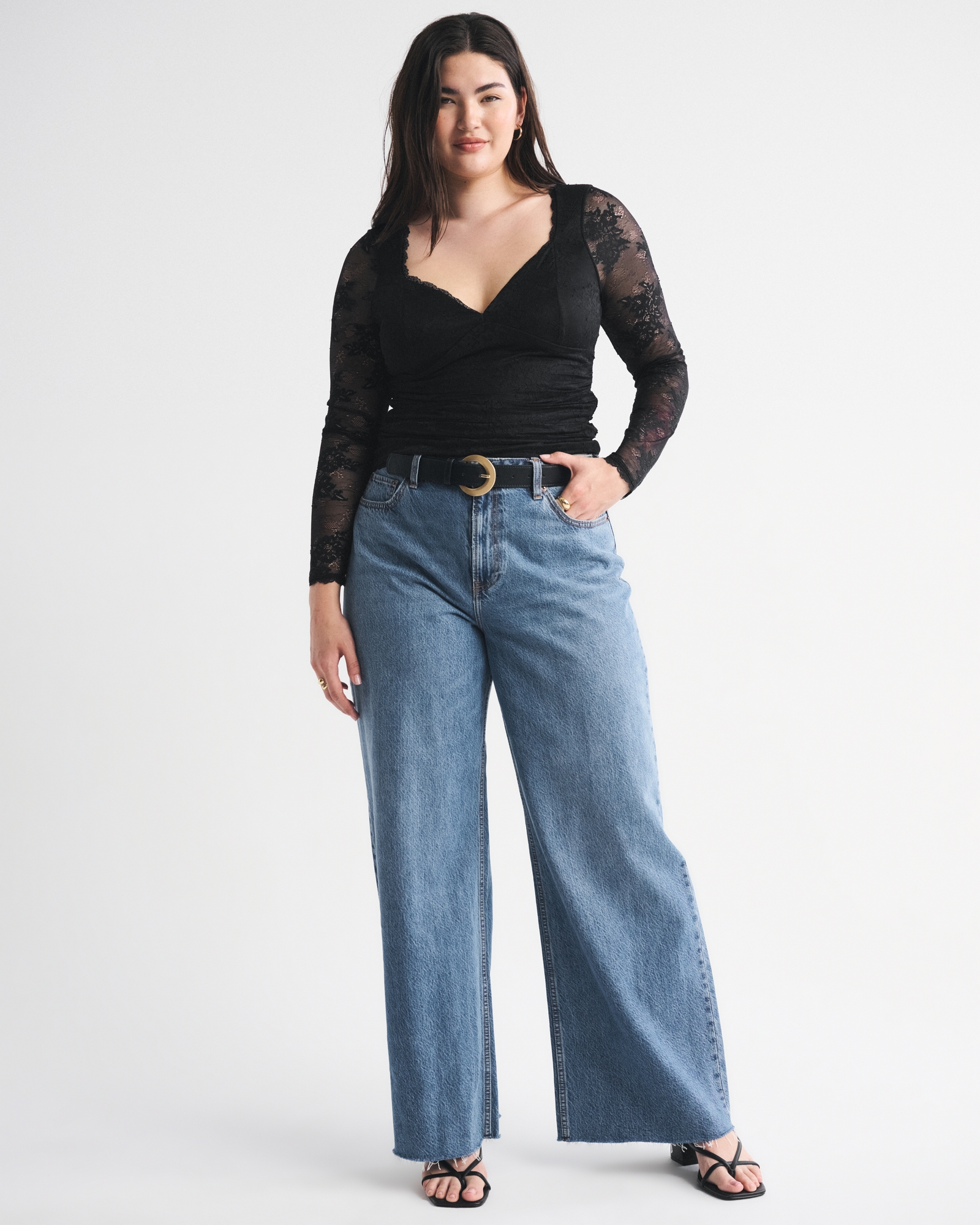 A&F Zoe Bra-Free Long-Sleeve Lace Top