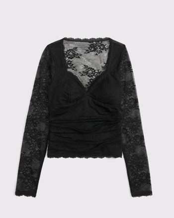 A&F Zoe Bra-Free Long-Sleeve Lace Top