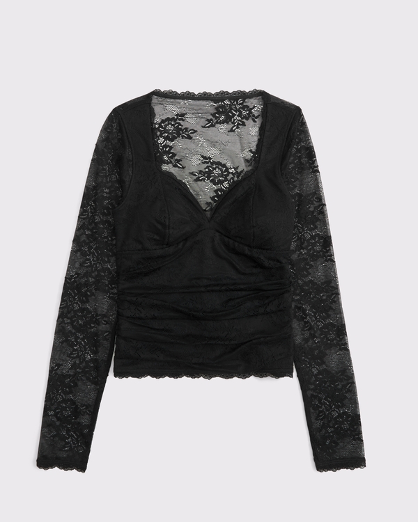 A&F Zoe Bra-Free Long-Sleeve Lace Top