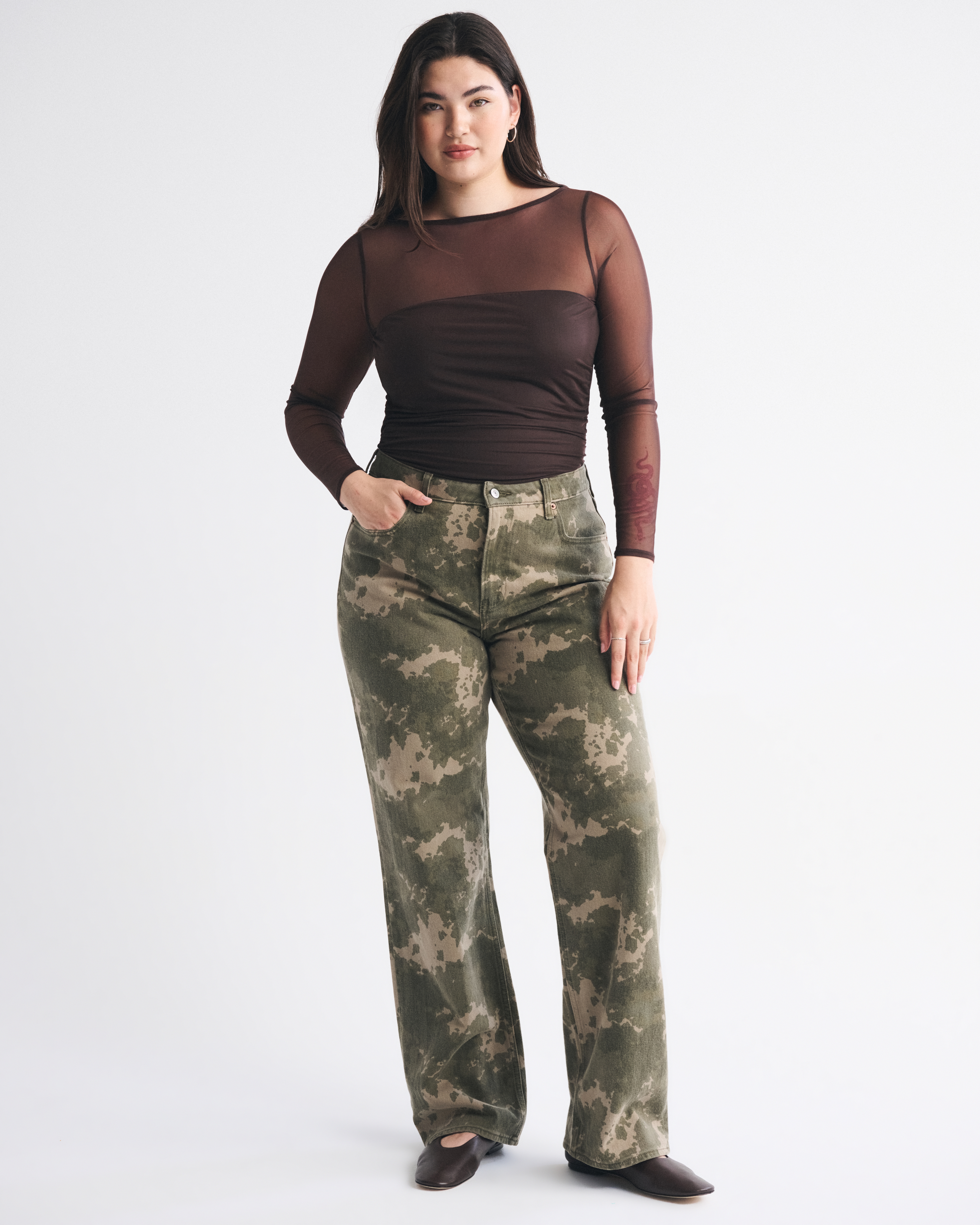 Abercrombie & Fitch Bra-free Long-sleeve Open-back Hardware Bodysuit In Brown