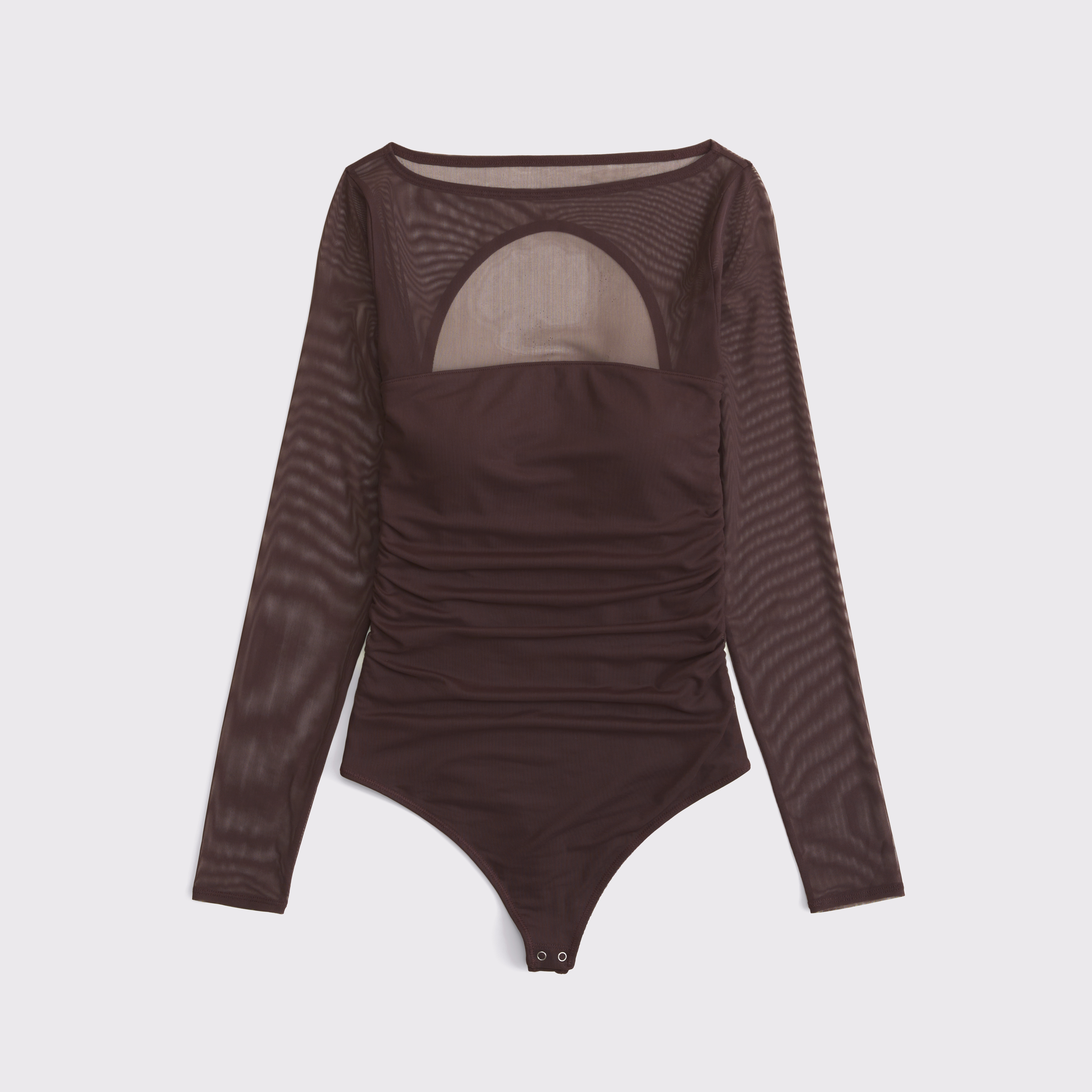 Abercrombie & Fitch Bra-free Long-sleeve Open-back Hardware Bodysuit In Brown