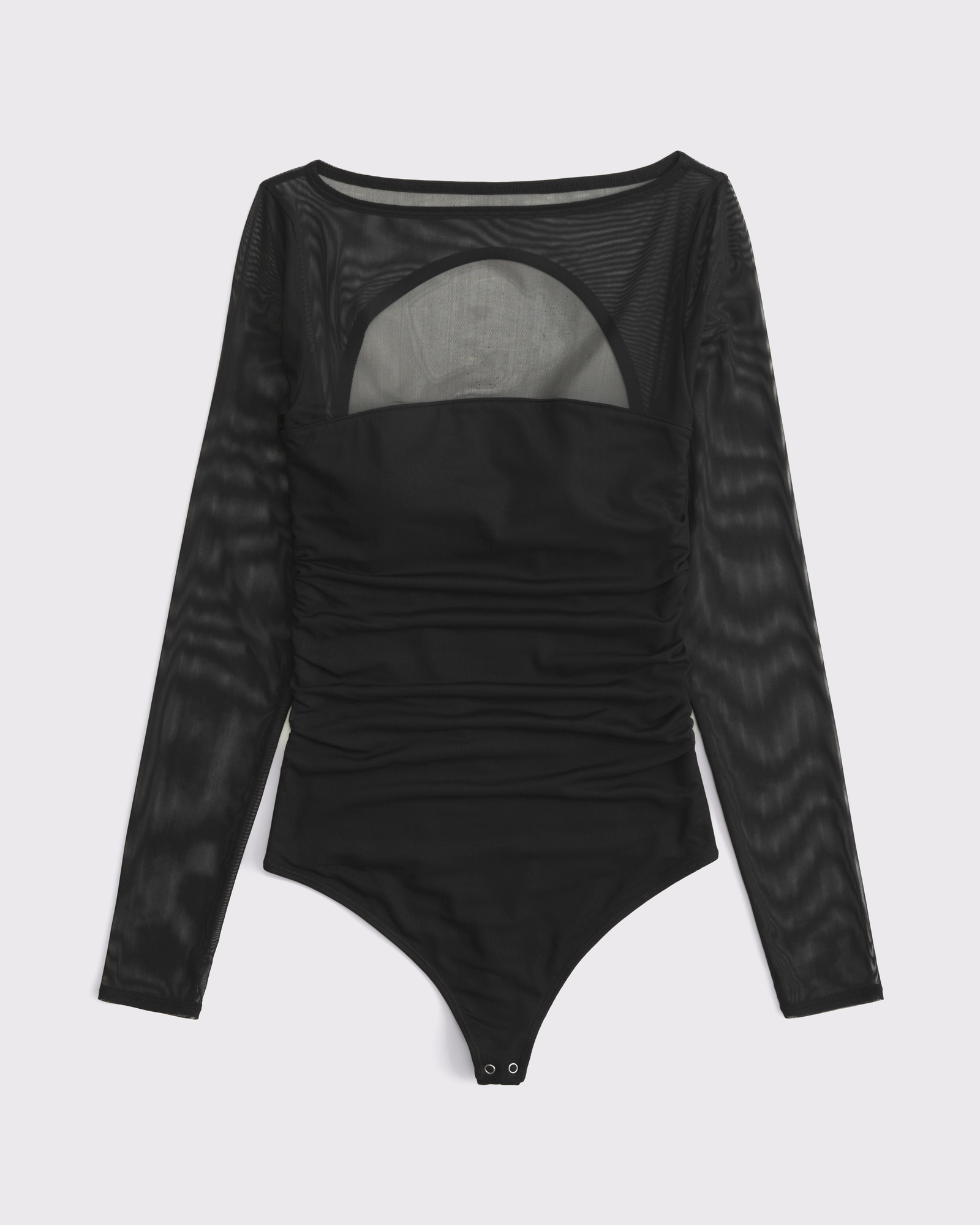 Bra-Free Long-Sleeve Open-Back Hardware Bodysuit