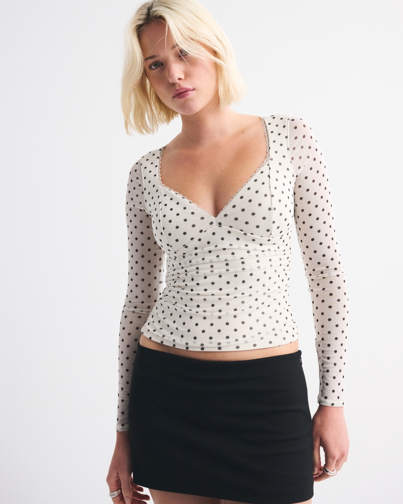 A&F Zoe Bra-Free Long-Sleeve Mesh Top