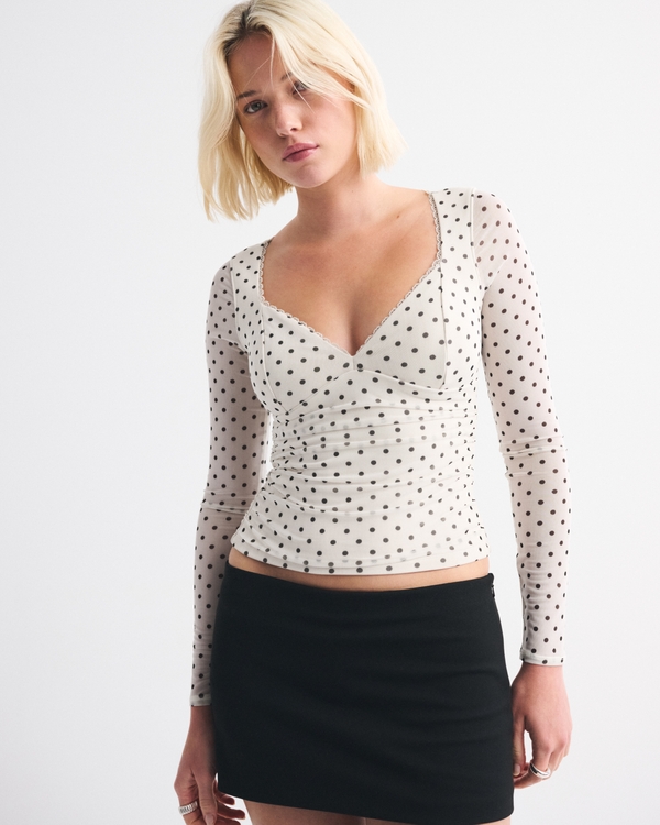 A&F Zoe Bra-Free Long-Sleeve Mesh Top