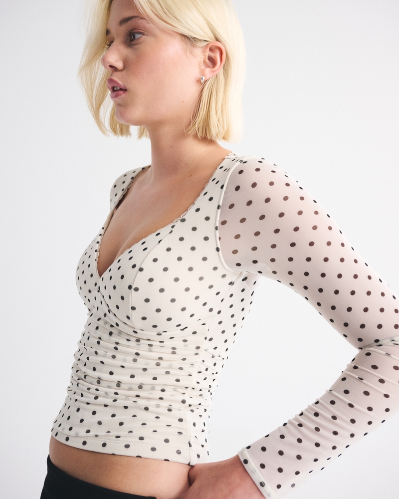 A&F Zoe Bra-Free Long-Sleeve Mesh Top