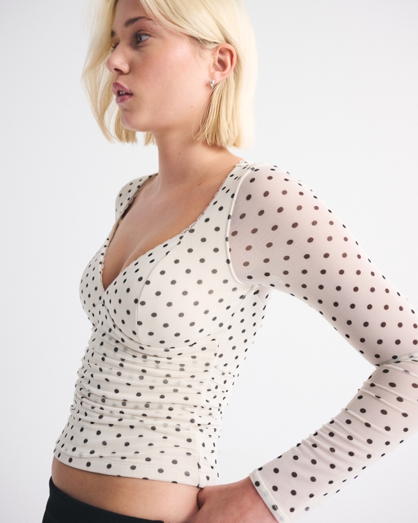 A&F Zoe Bra-Free Long-Sleeve Mesh Top