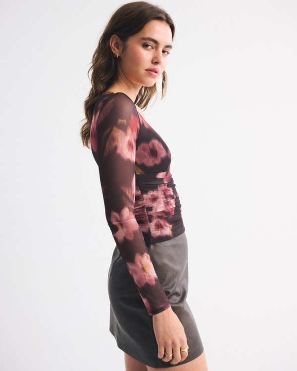 A&F Zoe Bra-Free Long-Sleeve Mesh Top