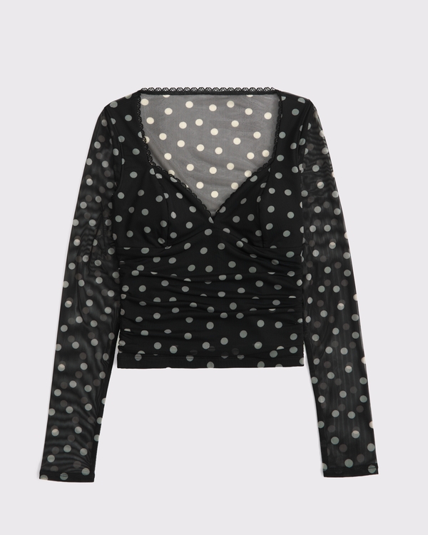 A&F Zoe Bra-Free Long-Sleeve Mesh Top