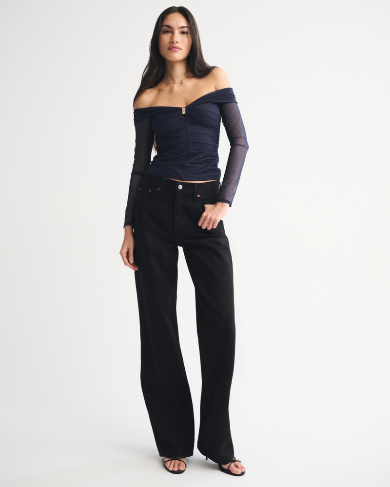 Off-The-Shoulder Mesh Hardware Top