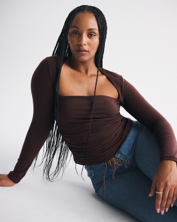 Women's The A&F Ava Long-Sleeve Top | Women's Clearance
