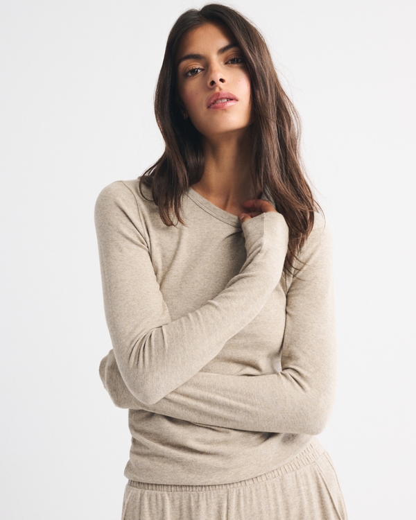 Long-Sleeve Cozy Lounge Knit Tee