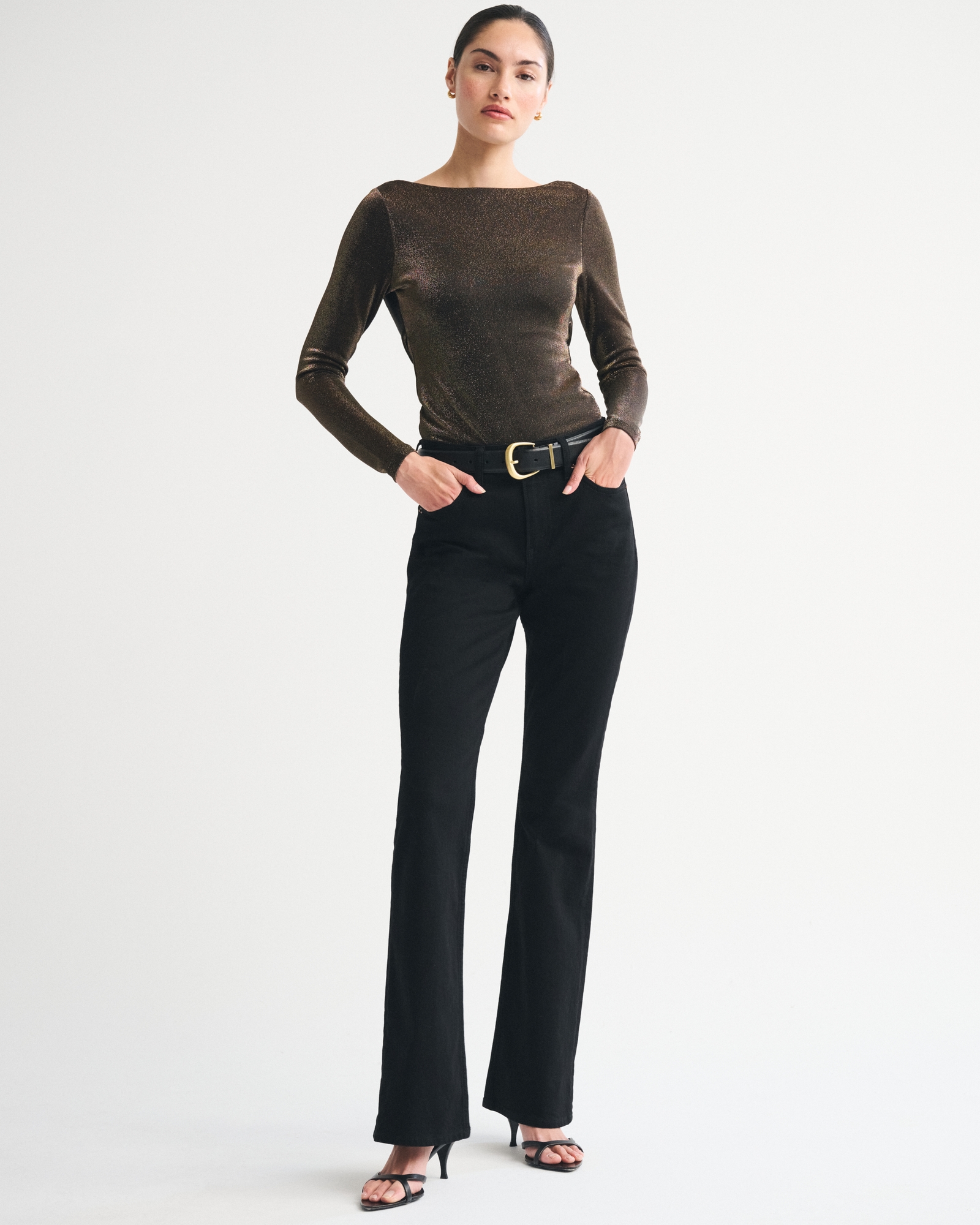 Bra-Free Lurex Cowl-Back Hardware Top