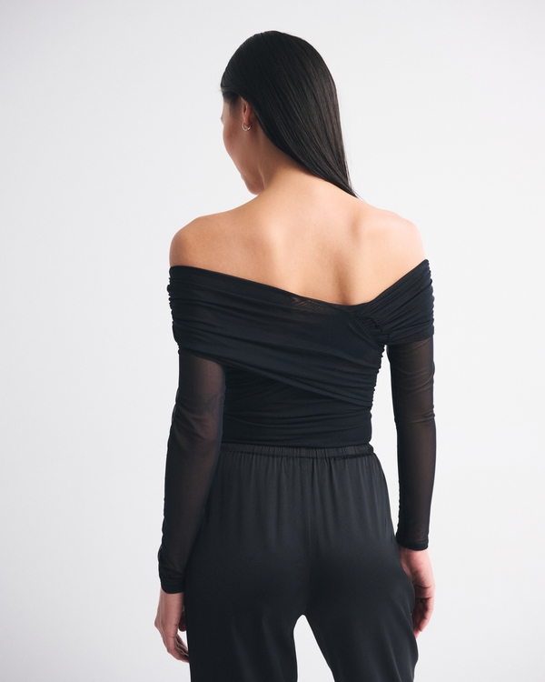 Long-Sleeve Asymmetrical Wrap Bodysuit