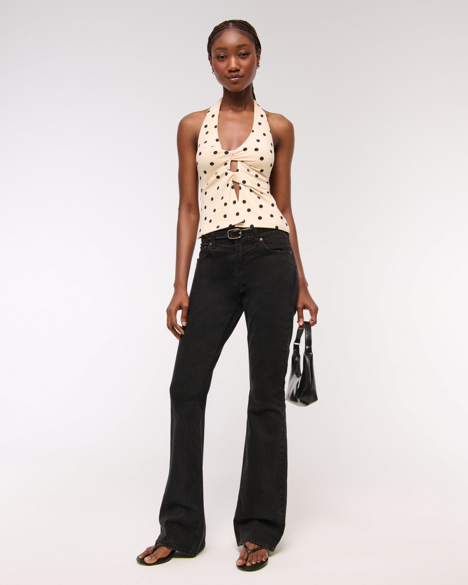 Bra-Free Twist Halter Cutout Top