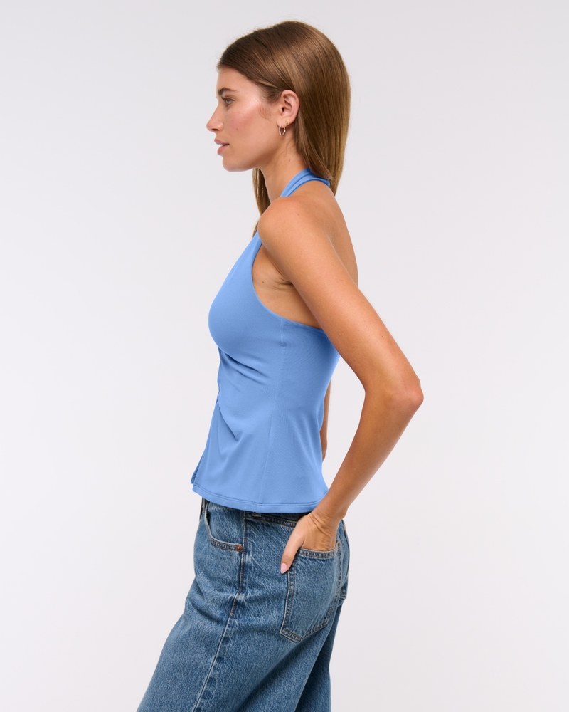 Bra-Free Twist Halter Cutout Top