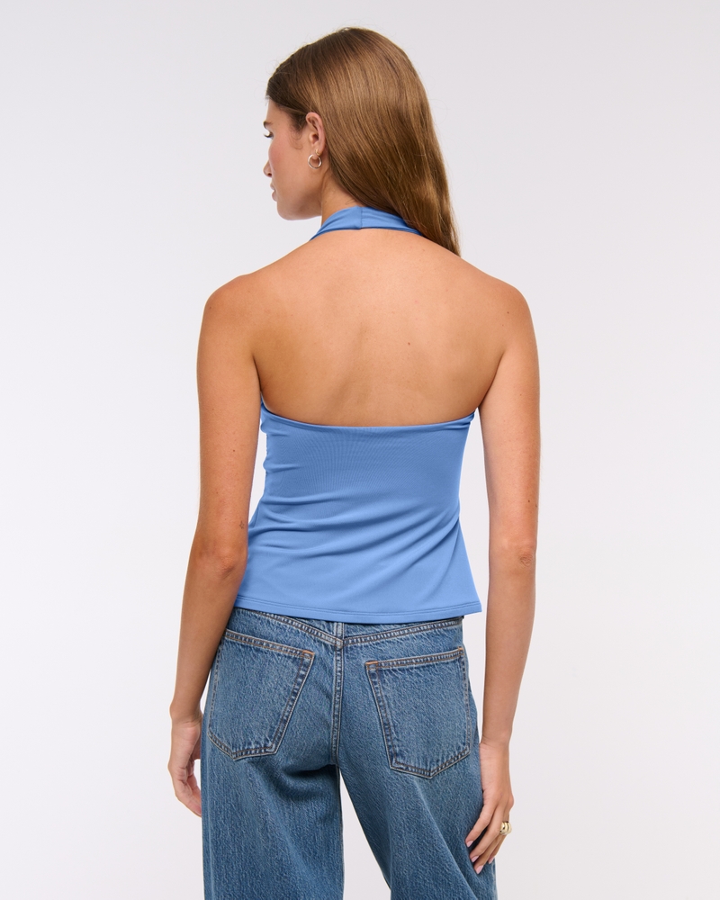 Bra-Free Twist Halter Cutout Top