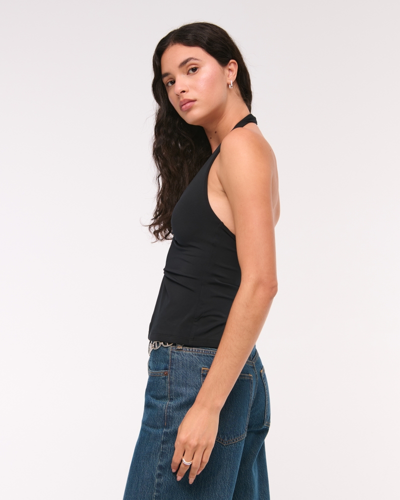 Bra-Free Twist Halter Cutout Top