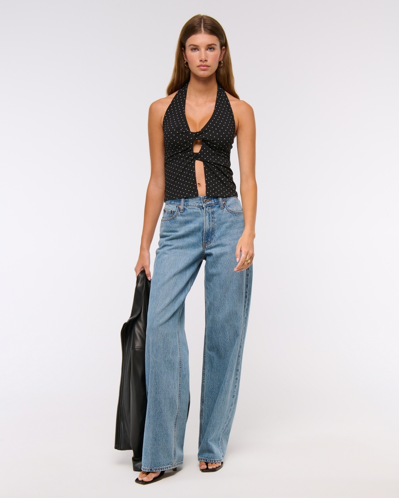 Bra-Free Twist Halter Cutout Top