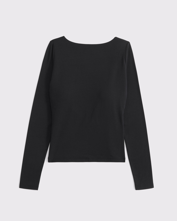 Bra-Free Cowl-Back Hardware Top, Black view 1
