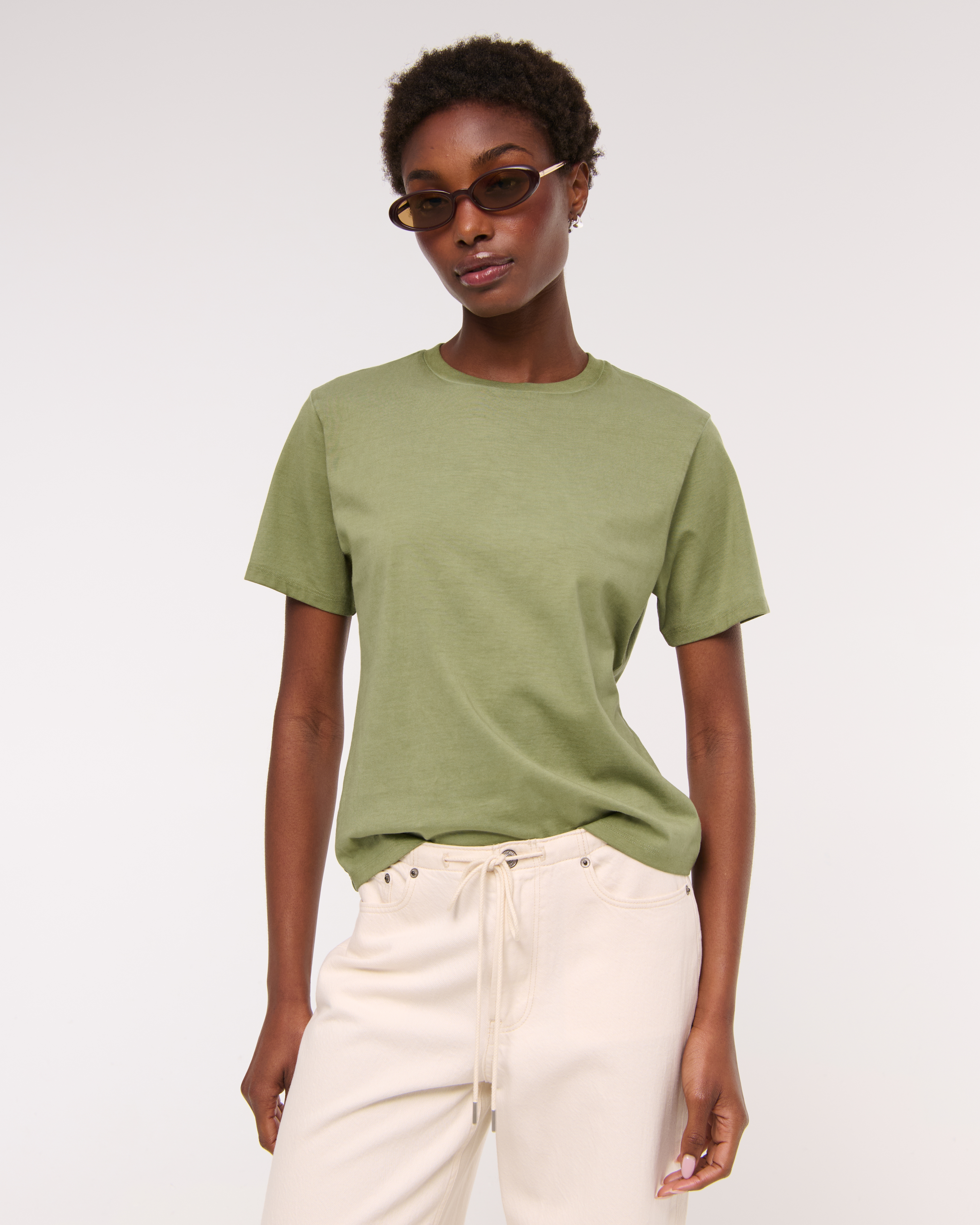 Abercrombie & Fitch Essential Premium Polished Relaxed Tee In Green