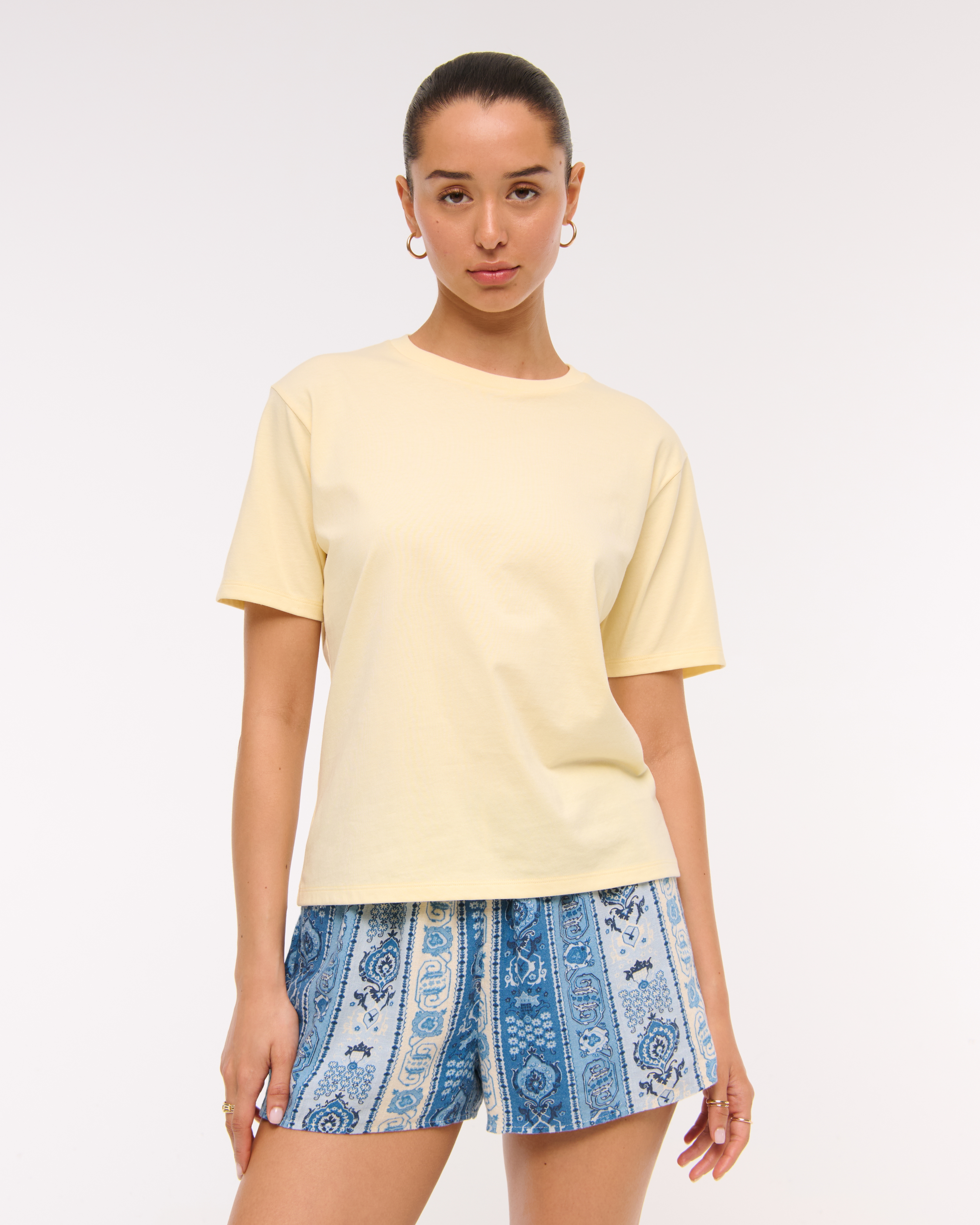 Abercrombie & Fitch Essential Premium Polished Relaxed Tee In Yellow