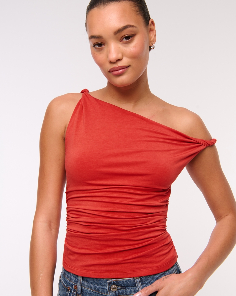 Asymmetrical Mesh Twist Top