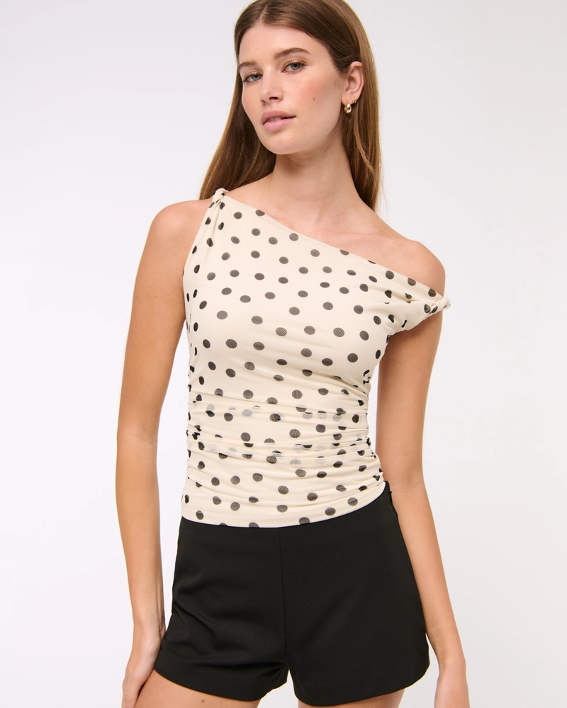 Asymmetrical Mesh Twist Top