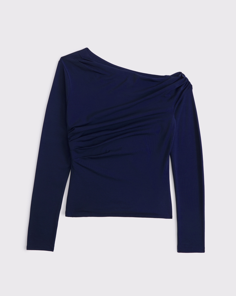 Women's Long-Sleeve Asymmetrical Draped Top | Women's