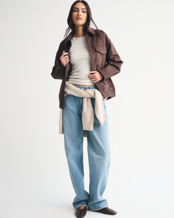 Long-Sleeve Powdered Rib Tee, Warm Beige view 2