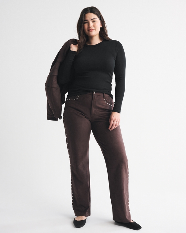 Long-Sleeve Powdered Rib Tee, Black view 2