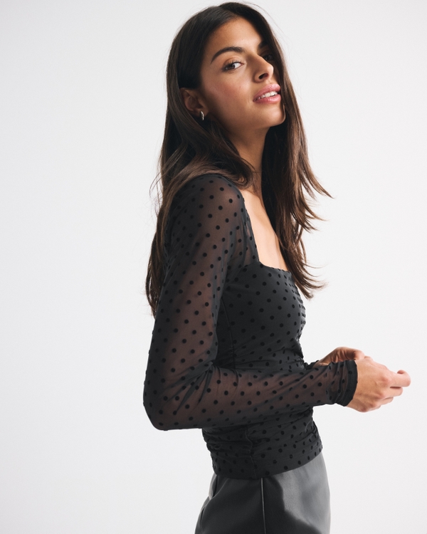 The A&F Ava Long-Sleeve Mesh Top