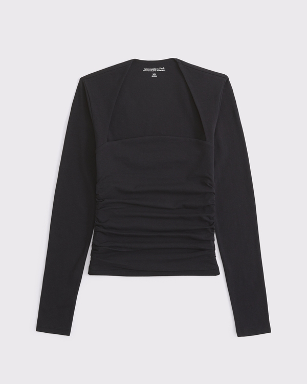 The A&F Ava Long-Sleeve Top, Black view 1