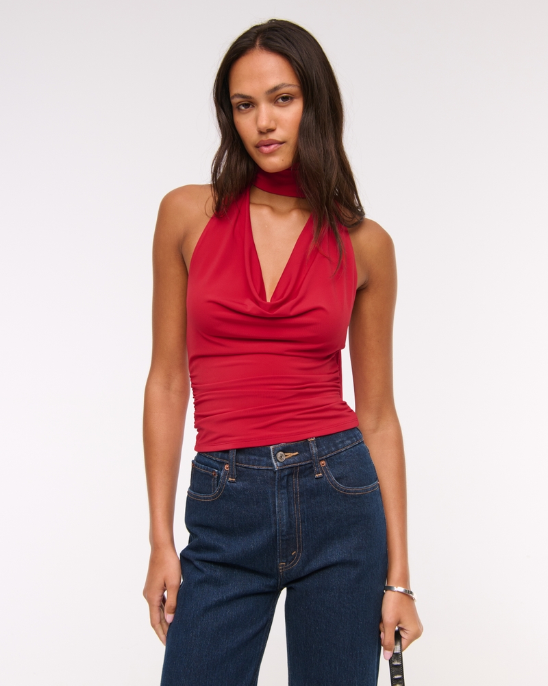 Halter Cowl Neck Scarf Top