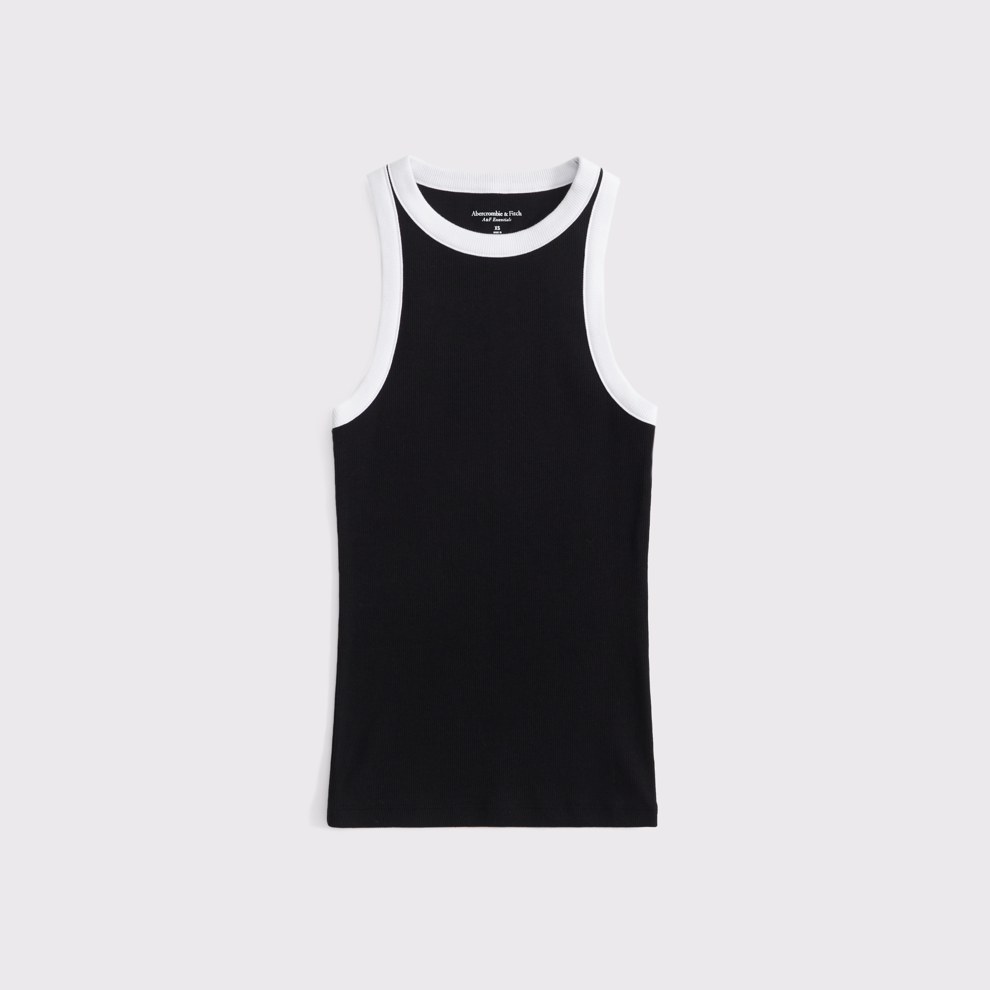 Abercrombie & Fitch Essential Tuckable High-neck Rib Tank In Black
