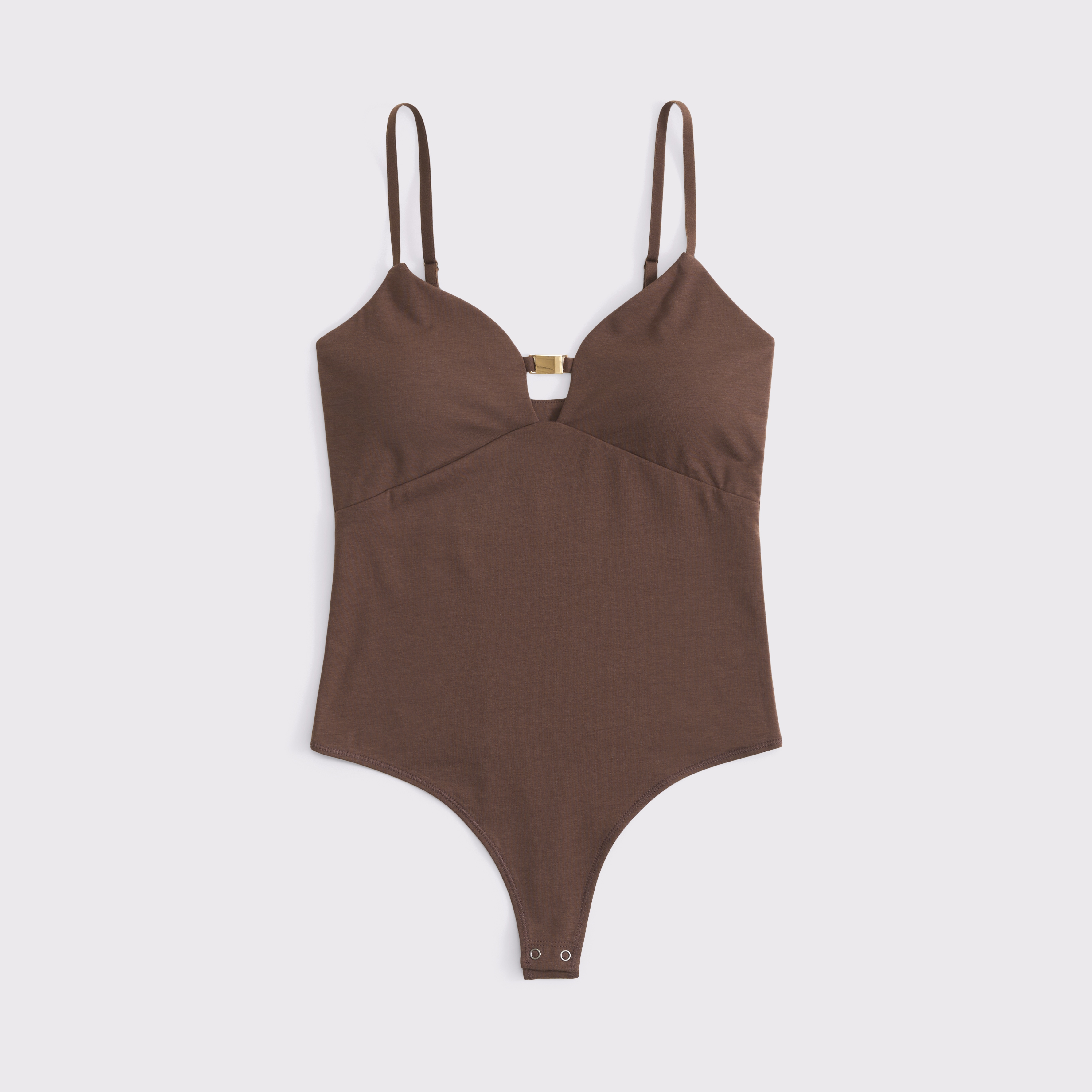 Abercrombie & Fitch Bra-free Hardware Cutout Bodysuit In Brown