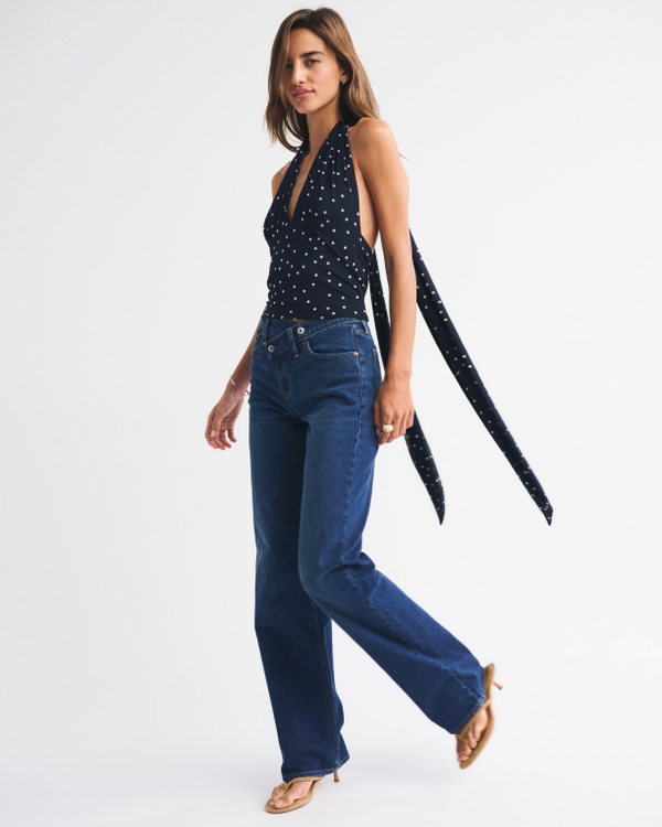 Convertible Mesh Multiway Top, Navy Dot view 2