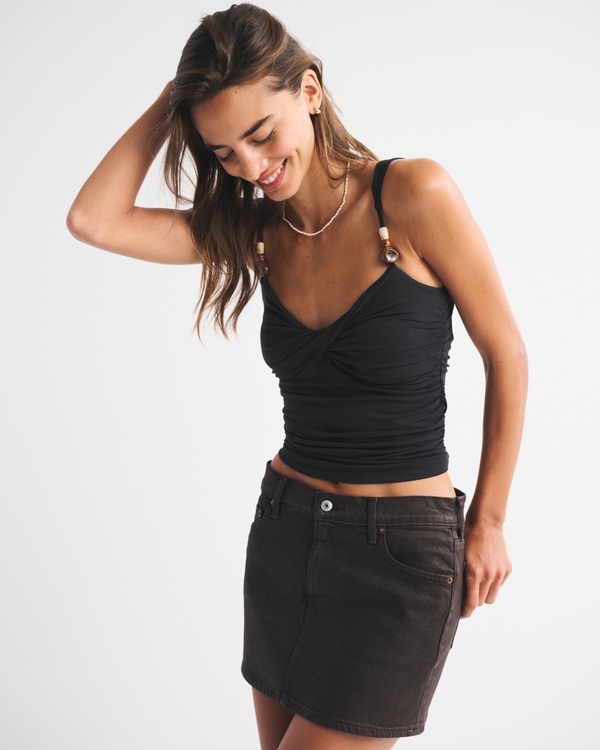 Bra-Free Beaded Twist Cami, Black view 1